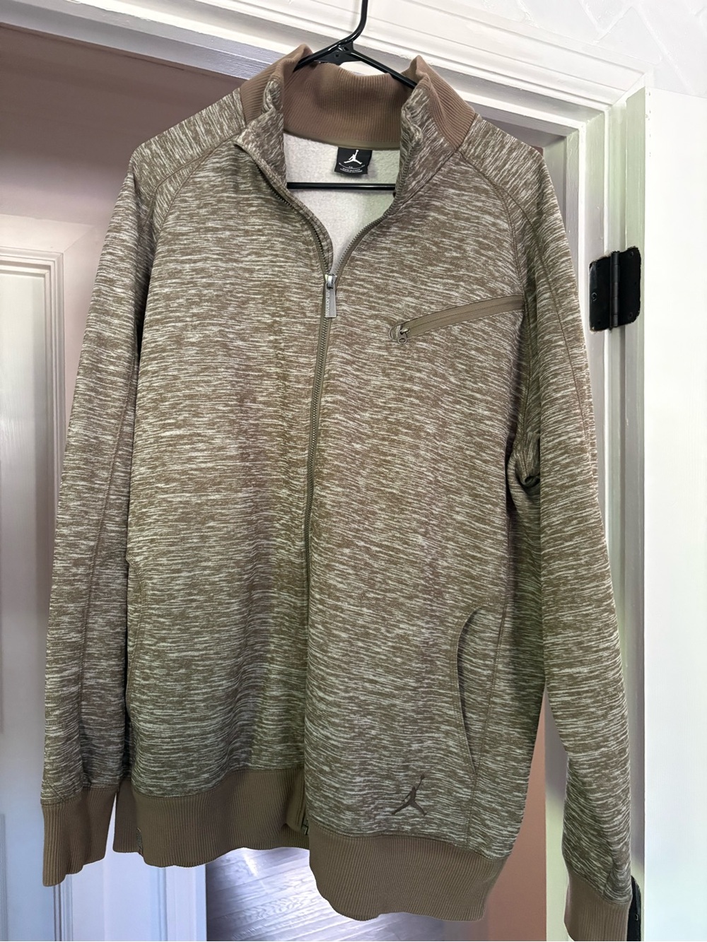 Jordan Men’s Zip-Up Heathered Tan Sweater Jacket